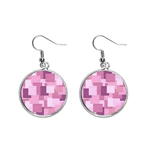 Pendiente de plata y lino púrpura con mosaico de punto, un regalo original de joyería