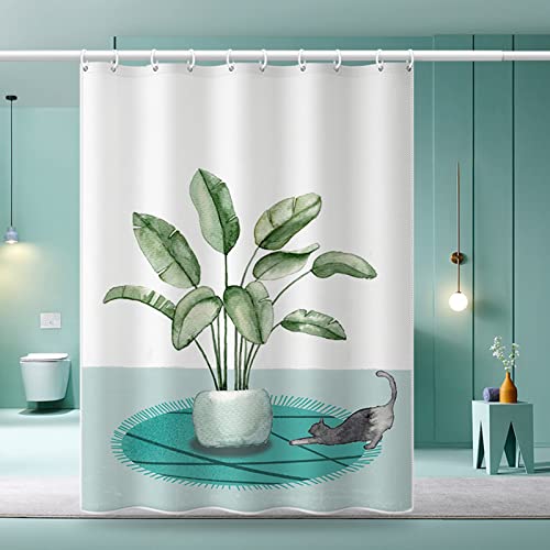 Rideau de douche polyester chat noir 240x200cm résistant à l'eau - 5