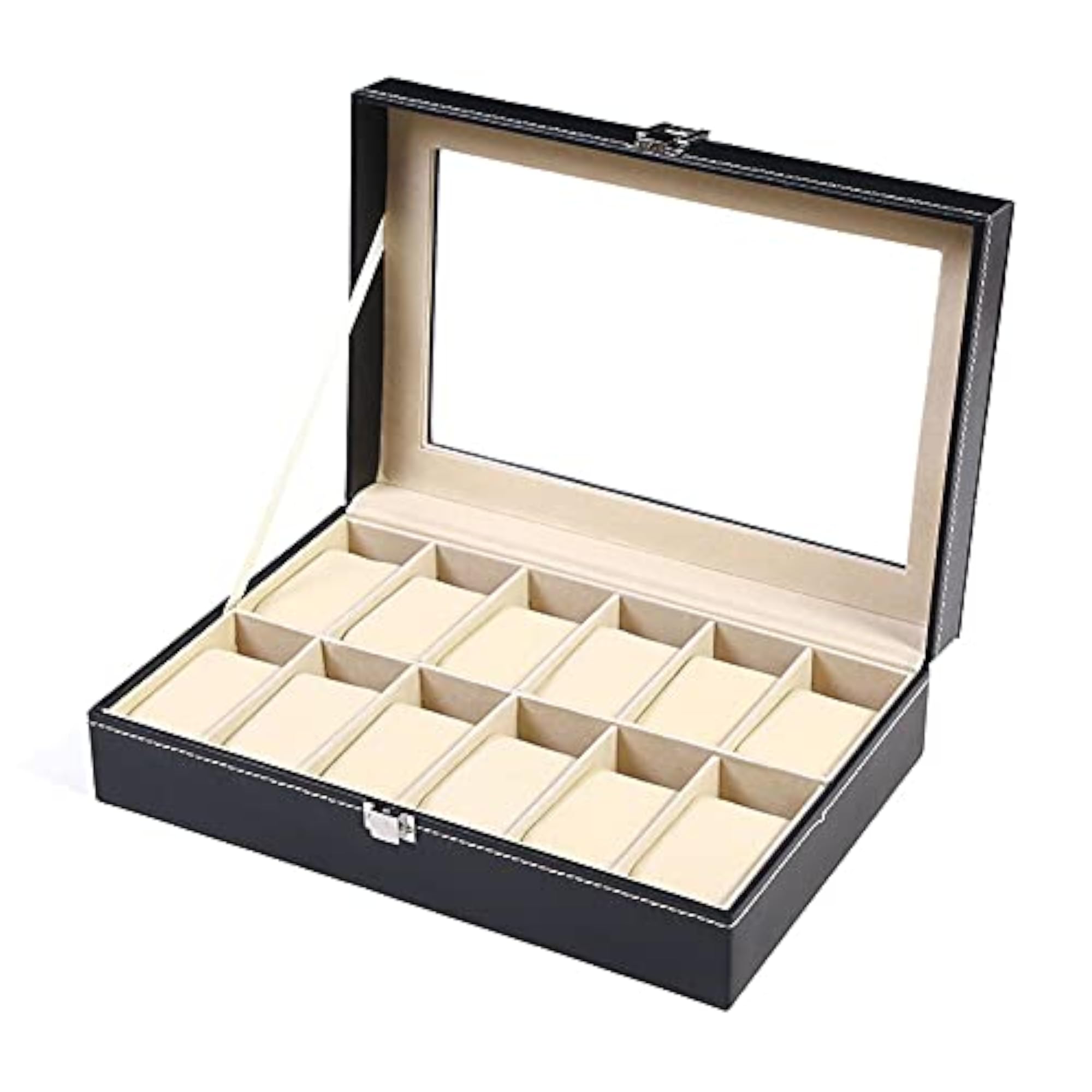 Watch Box Display Case Jewelry Organizer with Glass Top
