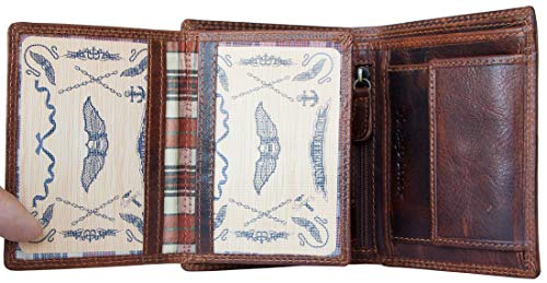 FLW Men's Brown Glazed Genuine Leather Wallet with RFID (Data Protection) - Wing Embossed4