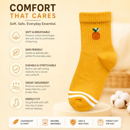 Image of Kid's Socks for Boys and Girls Ankle Socks - Made with Soft & Breathable Cotton with Antibacterial Wash, Pack Of 5