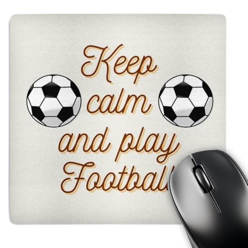 3dRose Image of Two Soccer Ball with Text of Keep Calm and Play Football - Mouse Pads (mp-378022-1)