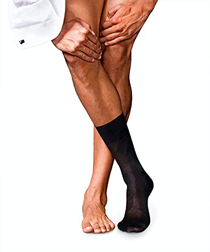 FALKE Mens No. 4 Dress Socks Silky Soft Breathable Quick Drying Pure Silk Designer Crew Length Stockings Black (Black 3000) 9.5-10.5 1 Pair