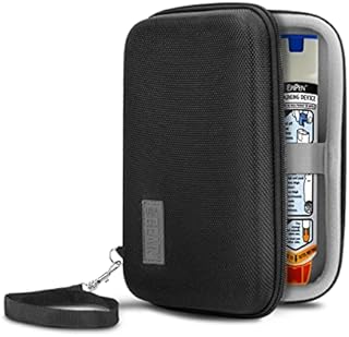 USA GEAR Hard Shell EpiPen Case - Medical Case with Water Resistant Exterior, Zipper and Wrist Strap - Compatible with 2 EpiPen, Asthma Inhaler, Eye Drops, and More Allergy Medicine - Black