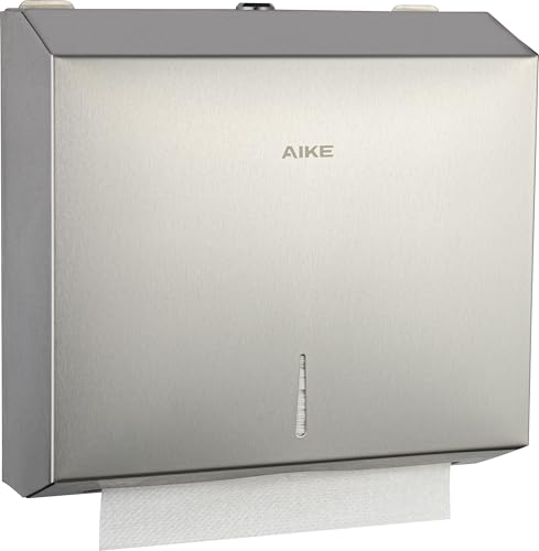 AIKE Edelstahl Papierhandtuchspender 250 Blatt Wandmontage, für H2 und Z/N-Falt 27 X 10 cm Multifold Handtücher Handtuchspender