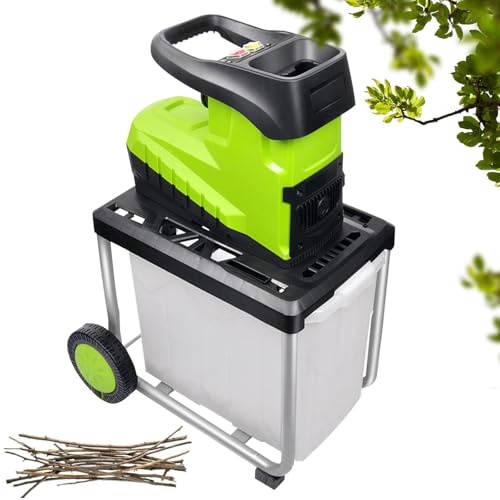 Trituradora eléctrica de jardín de 2800 W, resistente, 60 L, capacidad de 5000 rpm, potencia de corte para limpieza de patio y compostaje