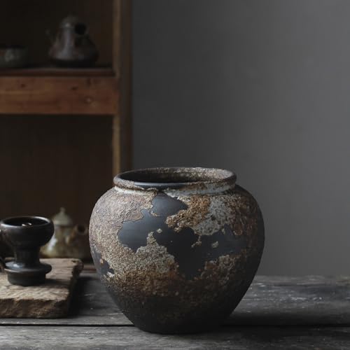 Denique-Rustic-Vase-for-Home-Decor-Farmhouse-Terracotta-Vases-Large-Ceramic-Vase-for-Living-Room-Decor-Black-Pottery-Vase-Large-Clay-Vase-Rustic-Farmhouse-Tabletop-DecorA-20cm Denique Rustic Vase for Home Decor Farmhouse Terracotta Vases Large Ceramic Vase for Living Room Decor Black Pottery Vase Large Clay Vase Rustic Farmhouse Tabletop DecorA 20cm