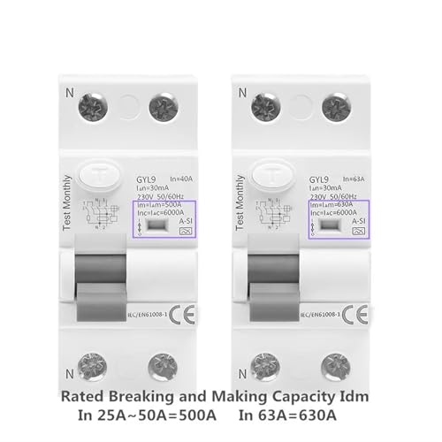 RCD RCCB 63A 30mA protection immunisée type A-SI contre fuites de courant GYL9