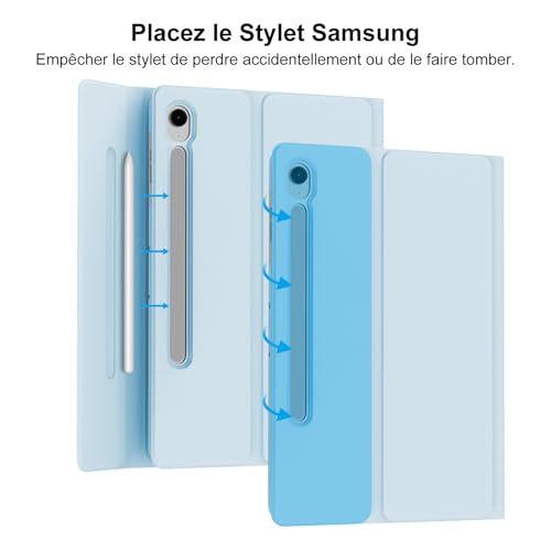 Clavier Samsung Tab S9 FE Coque AZERTY Protège l'Ecran et Transporte le Stylet Sans Perte