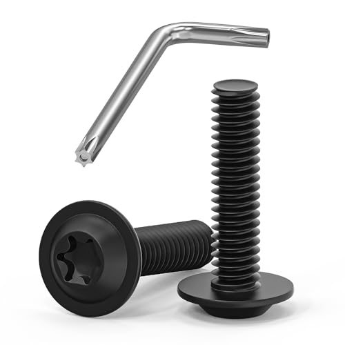 Lot de 20 vis M4 x 16 à tête bombée - Vis Torx à bride - En acier inoxydable A2 V2A - Filetage complet - Oxyde noir - Avec clé Torx