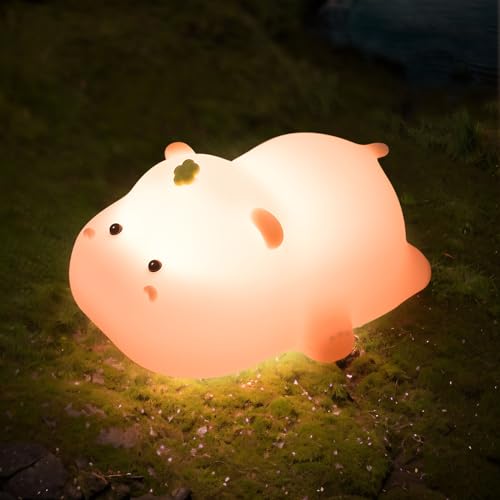 DUCINO Night Light Cute Hippo Night Lamp with 3 Speed Adjustable Light Silicone Nursery Night Lights with USB Rechargeable for Baby Night Lamp with Touch Sensor