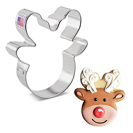 Emporte-pièces Ann Clark en forme de tête de renne/visage, 10,2 cm