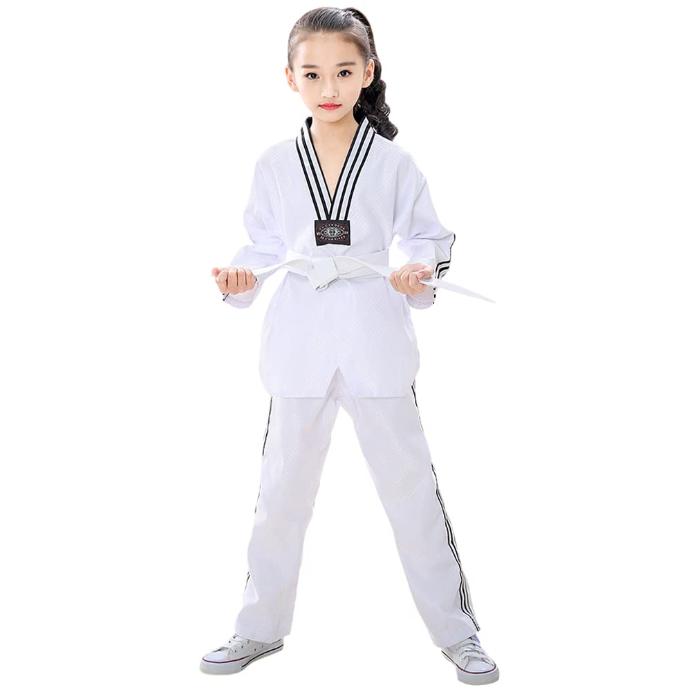 Kimono Karaté Enfant Garçon Confortable Professionnel Kimono Judo Fille Col en V Tenue de Taekwondo avec Ceinture