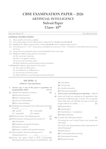 Image of Oswaal CBSE Class 10 Artificial Intelligence Question Bank | Chapter & Topic-wise Solved Papers (2017-2026) | Based on Syllabus (April 2026) | Includes 2026 Papers | For 2027 Exam