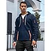 Jamron Mens Plus Size Quarter-Zip Hoodie Pullover Sweatshirts Casual Sports Jacket with Multi Pockets SN0708243 Navy Blue 5XL #2