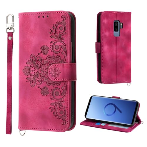 AsWant Wallet Case for Samsung Galaxy S9 Plus 6.2''- Premium Leather Flip Protective Case Magnetic Cover with Stand Function (Red)