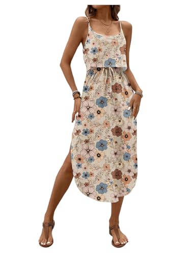 Image of RoseSeek Women's Spaghetti Strap Tie Dye Cami Sun Dress Beach Midi Summer Dresses Resort Wear Vacation Outfits