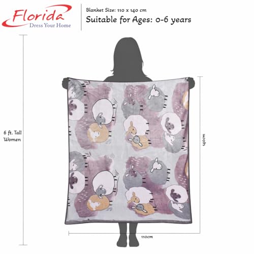 Image of Florida All Season AC Baby Blanket Swaddler Wrapper Flannel Soft and Comfortable for 0-5 Years Babies with Adorable Prints and Designs (Grey Sheep)