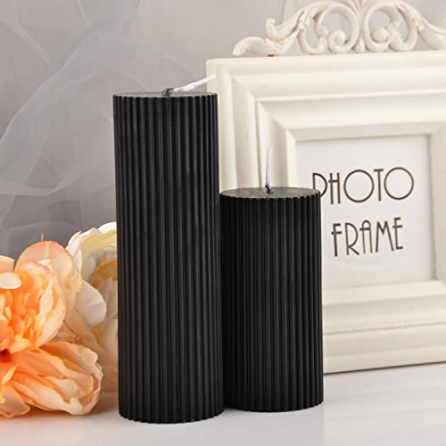 2 Pack Ribbed Pillar Soy Wax Scented Candle For Home Decoration Birthday Valentine's Day Wedding Christmas (Ribbed Pillar Candle Black) #TOP5