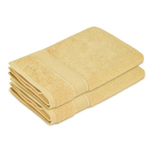 Image of BOUTIQUE LIVING Luxe Loom 100% Cotton 550 GSM Light Yellow Hand Towels - Pack of 2