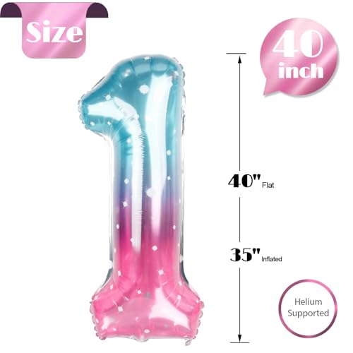 Image of Starry Sky Number 1 Balloon 40 Inch, 1st Birthday Balloon First Birthday Decorations, Shiny Starry Sky Party Supplies