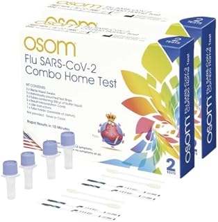 OSOM Covid Flu Test Combo - 3-in-1 Rapid Flu A B and Covid Home Test Kit - Flu and COVID Test Kit at Home - Made in USA Flu Test for Home - Results in 10 Minutes - FDA EUA Authorized (4 Tests)