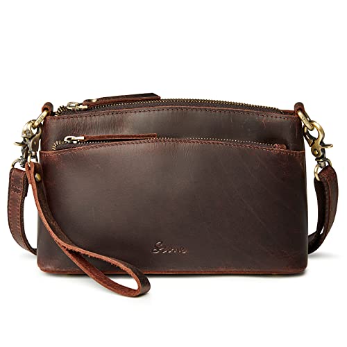 S-ZONE Small Genuine Leather Crossbody Bags for Women Purse 