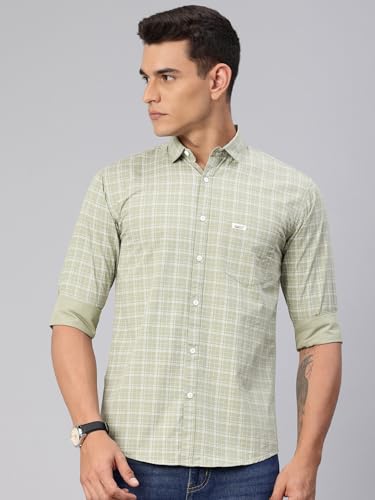 Image of Majestic Man Comfort Slim Fit Spread Collar Small Checked Cotton Casual Shirt