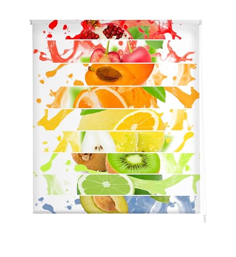 Estoralis Cocina| Estor Enrollable Diseño Moderno|Sin Taladrar Translúcido Estampado | Modelo C 1219 | 45 x 150 cm (Ancho/Alto) Tamaño Tela 42 x 150 cm | Estores para Ventanas y Puertas