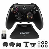 GRAPHT Omni Plus 充電ドック セット コントローラー カスタム可能/スティック・十字キー交換/トリガー深さ変更/背面ボタン付/ドングル本体収納/無線 有線 接続/USB-C USB-A/メカニカル 0.3mm / ホールエフェクト / 1000Hz ポーリングレート/モーションセンサー 高感度ジャイロ/ゲームパッド PAD FPS TPS 格ゲー PC 【ブラック】