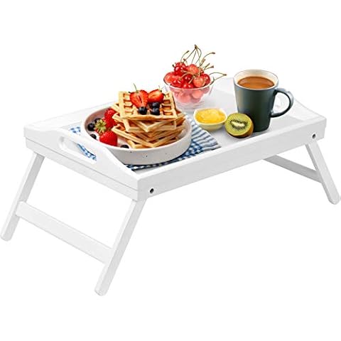 Bandeja de Cama de Bambú con Patas Plegables y Asas Cover