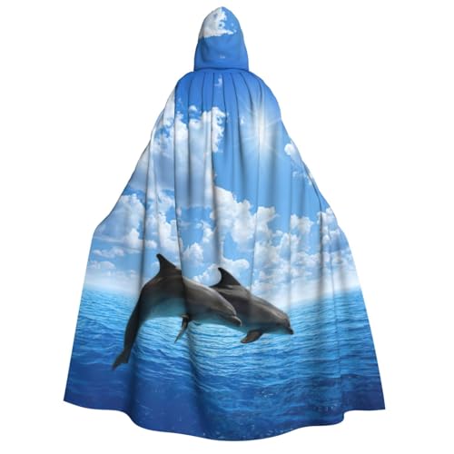 Cape à capuche dauphin avec imprimé artistique pour soirée costumée