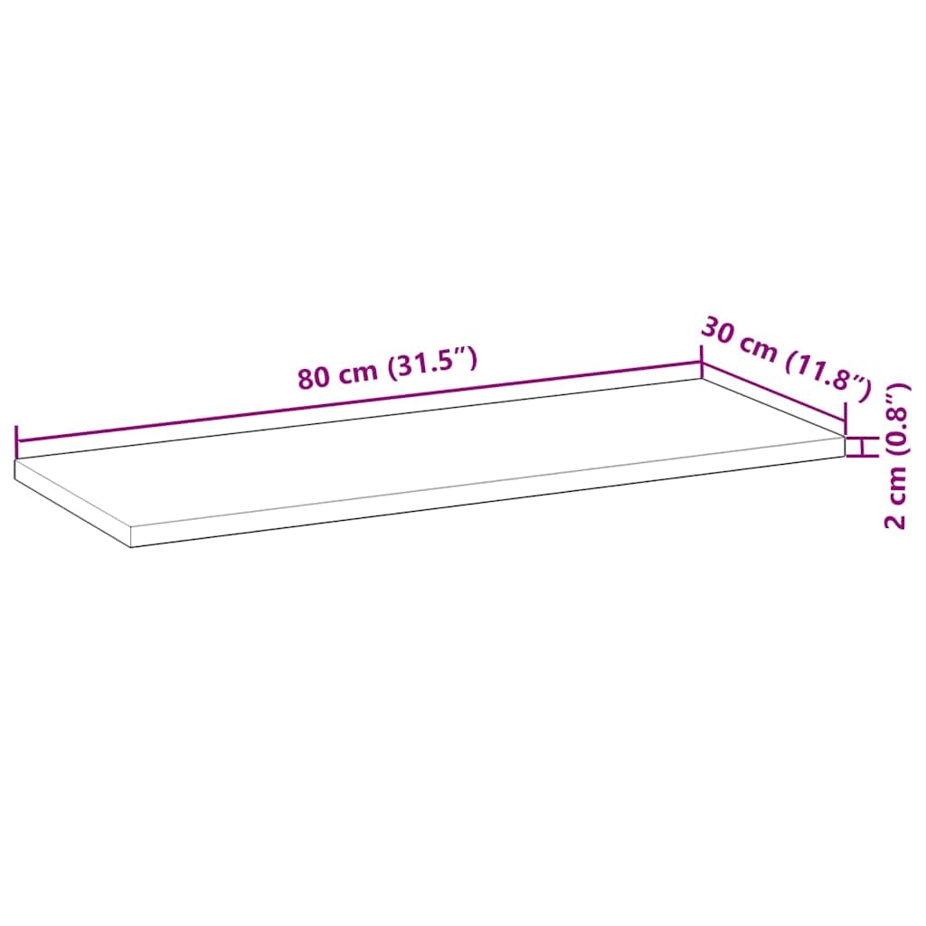 Stół prostokątny 80 x 30 x 2 cm, lite drewno akacjowe | Powierzchnia nieobrobiona, możliwość personalizacji za pomocą lakieru lub lakieru, łatwa pielęgnacja, blat stołu zastępczego