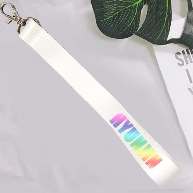 EduPro - Kpop stray kids Mobile phone hang rope keychain pendant Hang buckle Kpop stray kids key chain stationery set (HYUNJIN White)