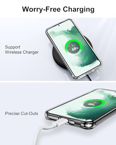 Image of HOOMIL Case for Samsung Galaxy S22 (ONLY, Not Fit Plus, Ultra), Non-Yellowing, Drop Protection, Anti-Scratch Transparent Hard Back Phone Cover - Black&Clear