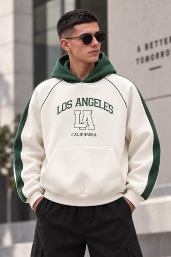Image of Veirdo Men's Oversized Fit Solid Cotton Hoodie Full Sleeve Hooded Sweatshirt Kangaroo Pocket Warm Winter Wear Warm Stylish Pullover for College, Cafe and Weekend Outings (Sizes S to XXL)