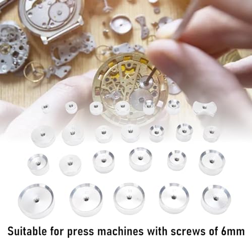 Diydeg Watch Dies Kit, 25pcs Aluminum Watch Pressing Die Set with Flat Round Dies, for Watch Repair Maintenance and Professional Watchmakers2