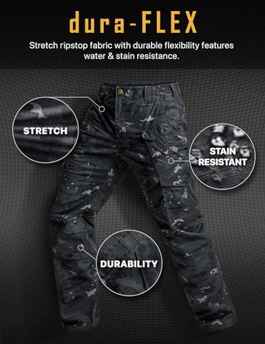 Image of CQR Men's Flex Ripstop Tactical Pants, Water Resistant Stretch Cargo Pants, Lightweight EDC Hiking Work Pants