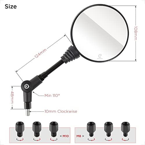 Evermotor Universal E9 Motorrad Roller Moped ATV Seite Rückspiegel Motorrad Spiegel Seitenspiegel M10 M8 Rechtsgewinde und Linksgewinde E-geprüft