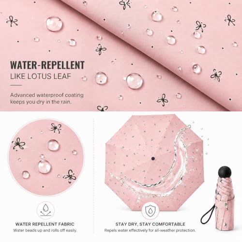 Image of Umbrella for Rain and Sun Protection UPF50+ Mini Capsule Foldable Umbrella for Women Men | 5-Fold Compact Travel Umbrella | Windproof UV Protection | Ring Buckle Anti-Loss