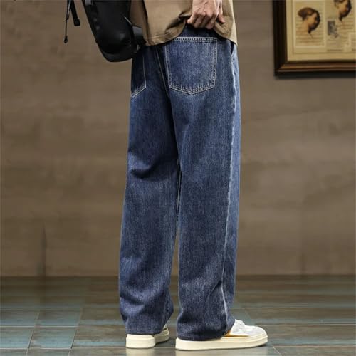 Men Straight Leg Loose Drawstring Jeans Streetwear Wide Denim Pants Baggy Harajuku Trousers3