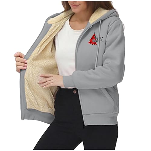 Chaquetas de invierno de forro polar para mujer, con forro de sherpa del Reino Unido, con capucha y cremallera con gráfico gráfico, sudadera cálida con capucha para mujer, abrigos acogedores y suaves
