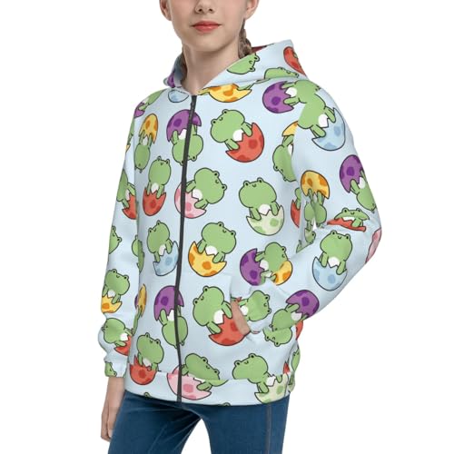 Cute Frog in Egg Kids Pullover Hoodies Boys Zip Up Sweatshirts Girls Athletic Clothes with Pocket