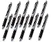 Pentel EnerGel Deluxe RTX Retractable Liquid Gel Pen,0.5mm, Fine Line, Needle Tip, Black Ink / Silver Body /Value set of 10