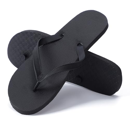 Image of Unisex Flip Flops Men Women Comfort Black Flip Flops Flatform Flipflops with Non-slip Sole for Beach Swimming Pool Shower (Black, Adult, Men, 10, Numeric Range, UK Footwear Size System, 11, Medium)