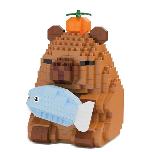 Canollo Capybara Klemmbausteine Set, Klemmbausteine Tiere, Capybara Mini Bausteine Set mit Handbuch, Niedlich Tiere Bausteine für Kinder Erwachsene, DIY Building Blocks für Weihnachten Geschenke