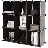 アイリスプラザ 収納ボックス 組み立て式収納ラック 組み合わせ自由 組み立て簡単 頑丈 丈夫 おしゃれ 30×30 ブラック 9点 0406610