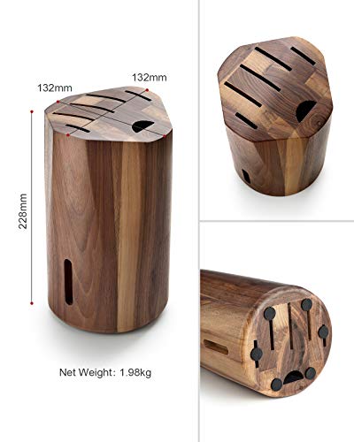 HEZHEN 7PCS Kitchen Knives Set Professional Forging Damascus High Carbon Steel Chef Knife Santoku Bread Knife Utility Knife Fruit Knife 3cr14 Multifunctional Kitchen Scissors 6Slot Black Walnut Block
