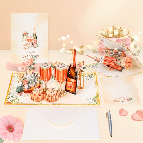 Wonder Fold Champagne 3D Pop-Up Card – Vintage Greeting Card for ...
