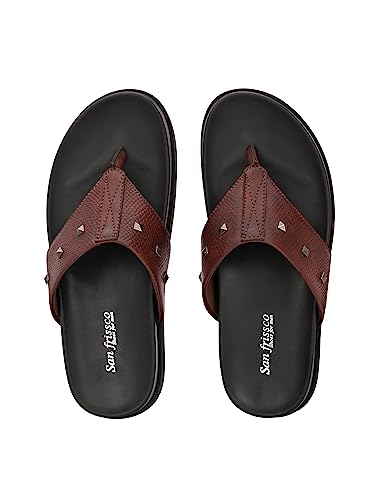 Image of San Frissco Men's Sandal with Cushioned Footbed /Ultra Soft Lightweight Durable Chappal with Bounce Back Upper Material /Festive Ethnic Wedding Slip on Slippers for Men